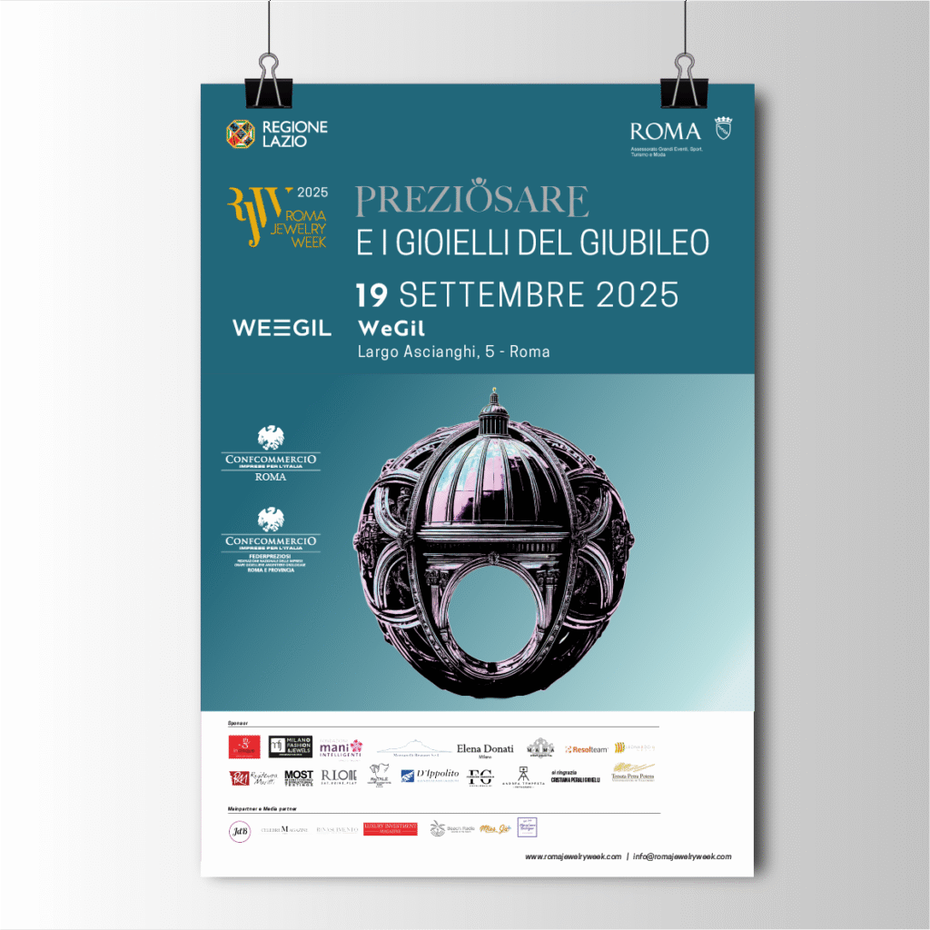 Immagine coordinata per la mostra PREZIOSARE e i gioielli del Giubileo RJW 2025